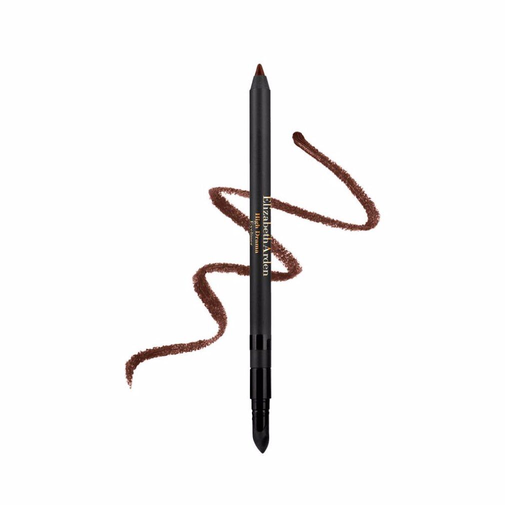 Elizabeth Arden High Drama Eyeliner. Zwart potlood met bruin spoor. Productnaam en merk zichtbaar.