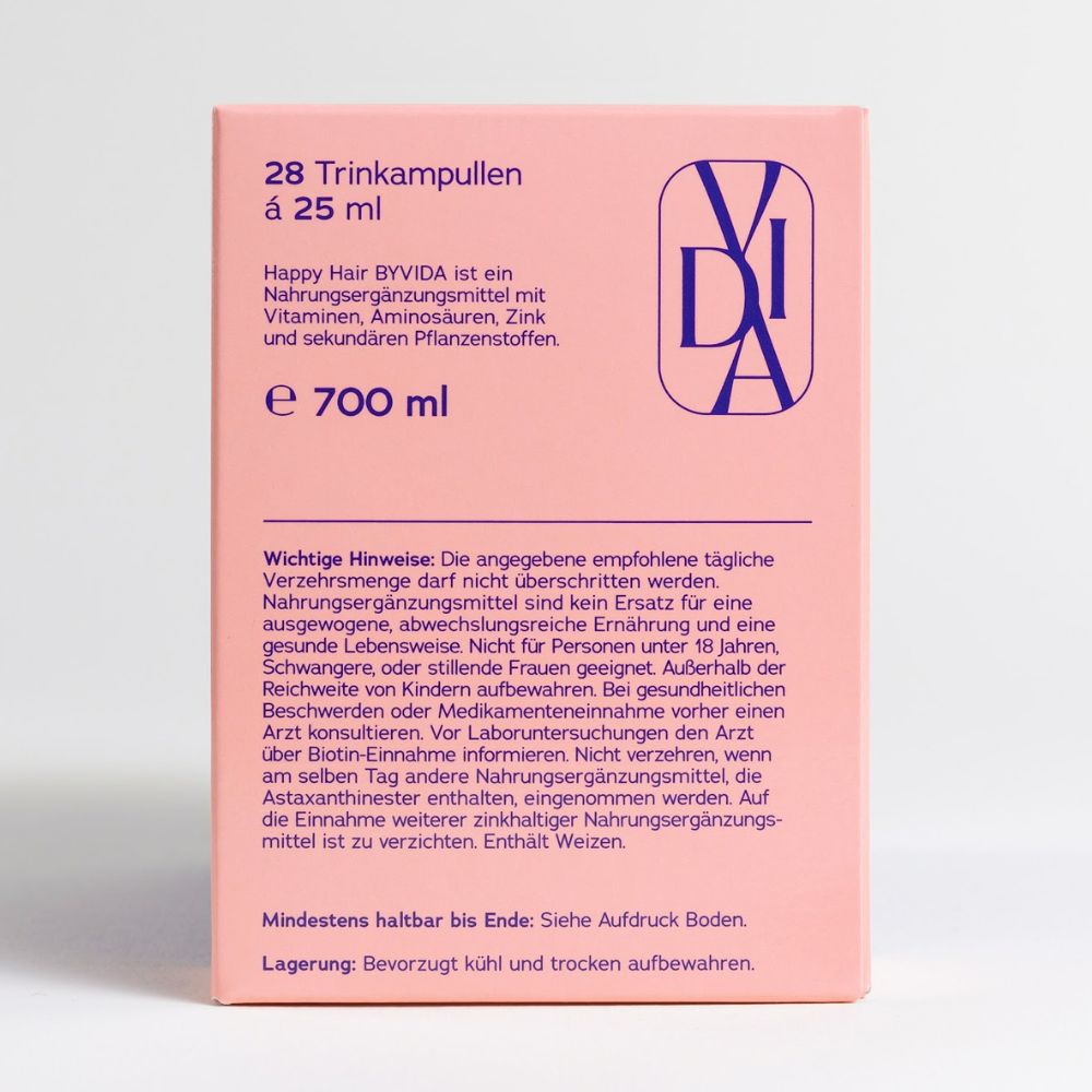 Rosa Schachtel mit Text: 28 Trinkampullen à 25 ml. Enthält wichtige Hinweise und Lagerungshinweise.