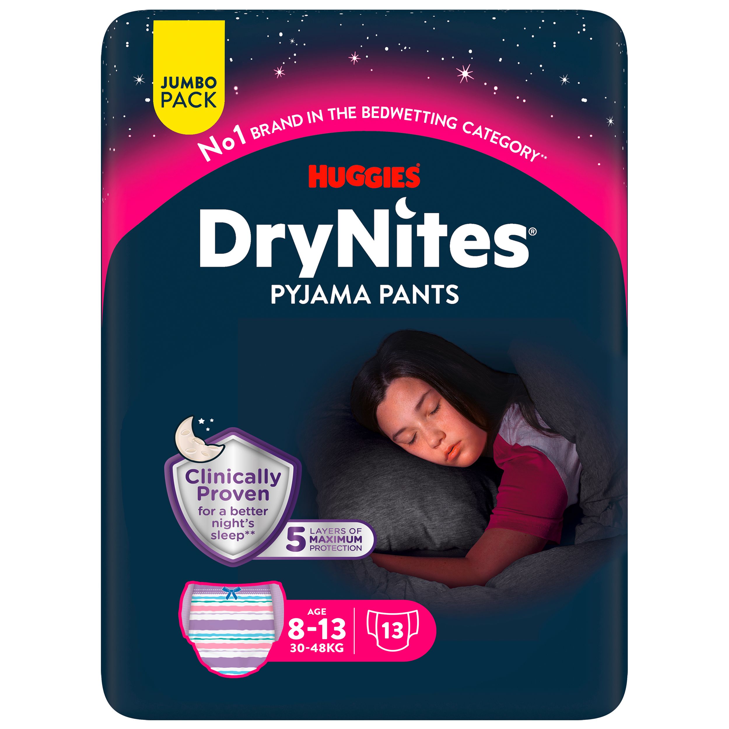 Huggies DryNites Windeln Windelhosen Mädchen 8-13J 30-48kg Jumbo Monatspack