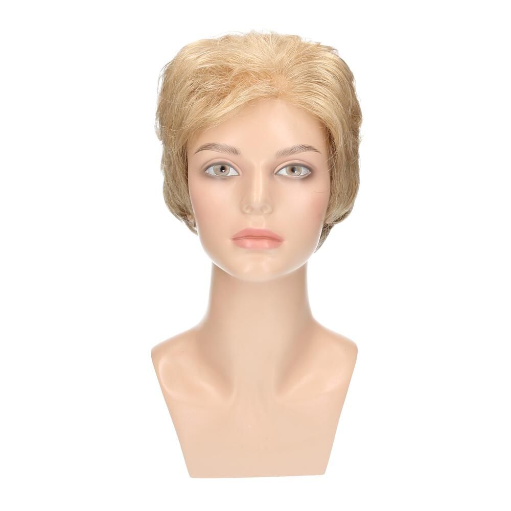 Perücke RIVA von degenhardt, blond, auf einem Schaufensterkopf. Frontansicht.