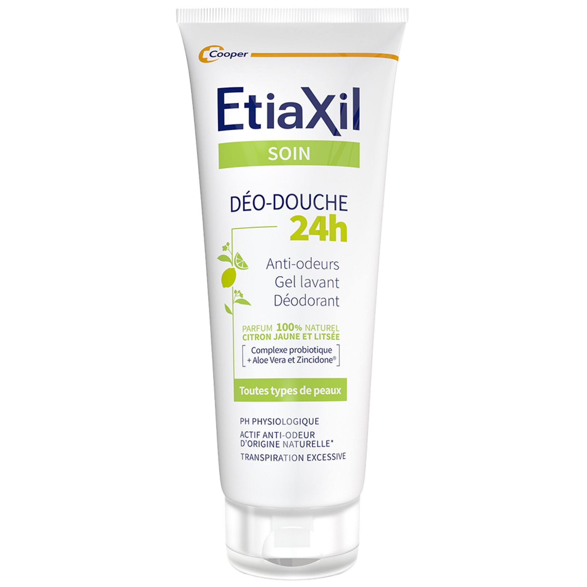 Etiaxil Deo-Douche 24H Deodorant Wash Gelb Zitrone und Litsée 7,7x4,7x19,3 cm
