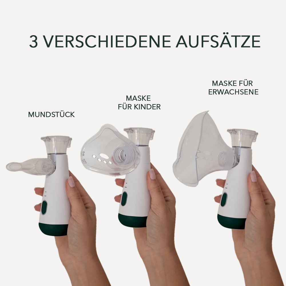IEA Green Inhalationsgerät in dunkelgrün mit Kochsalzlösung