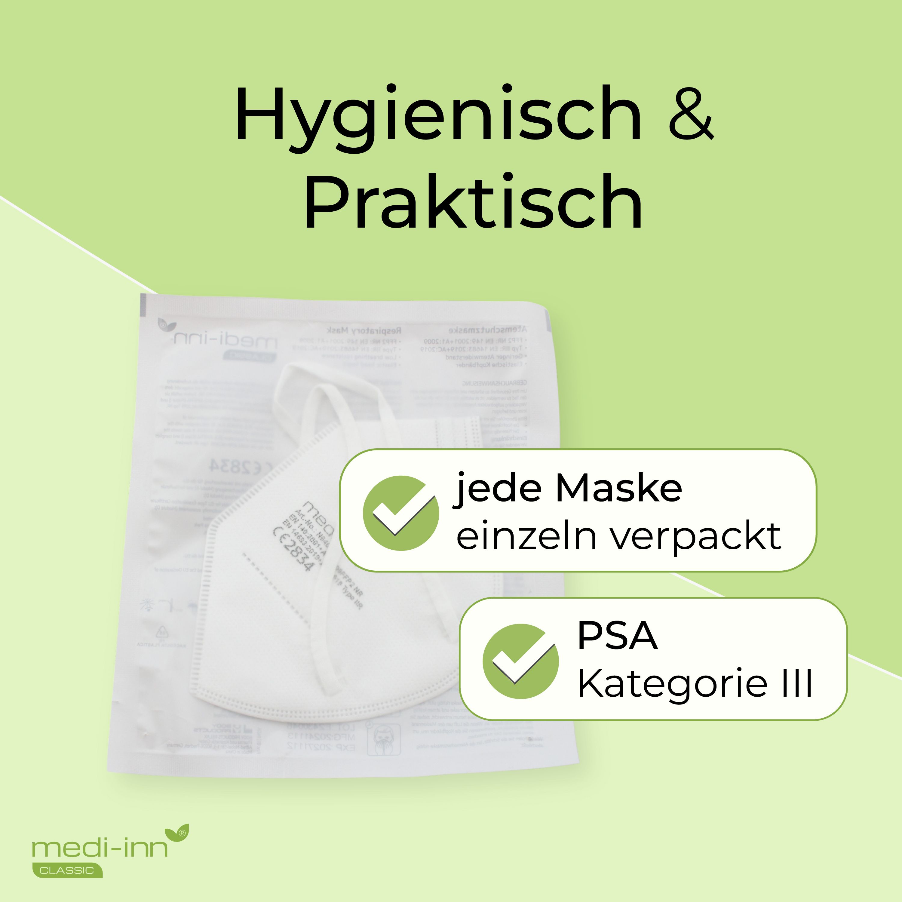 Medi-Inn FFP2 Maske einzeln verpackt, PSA Kategorie III, CE 2849.