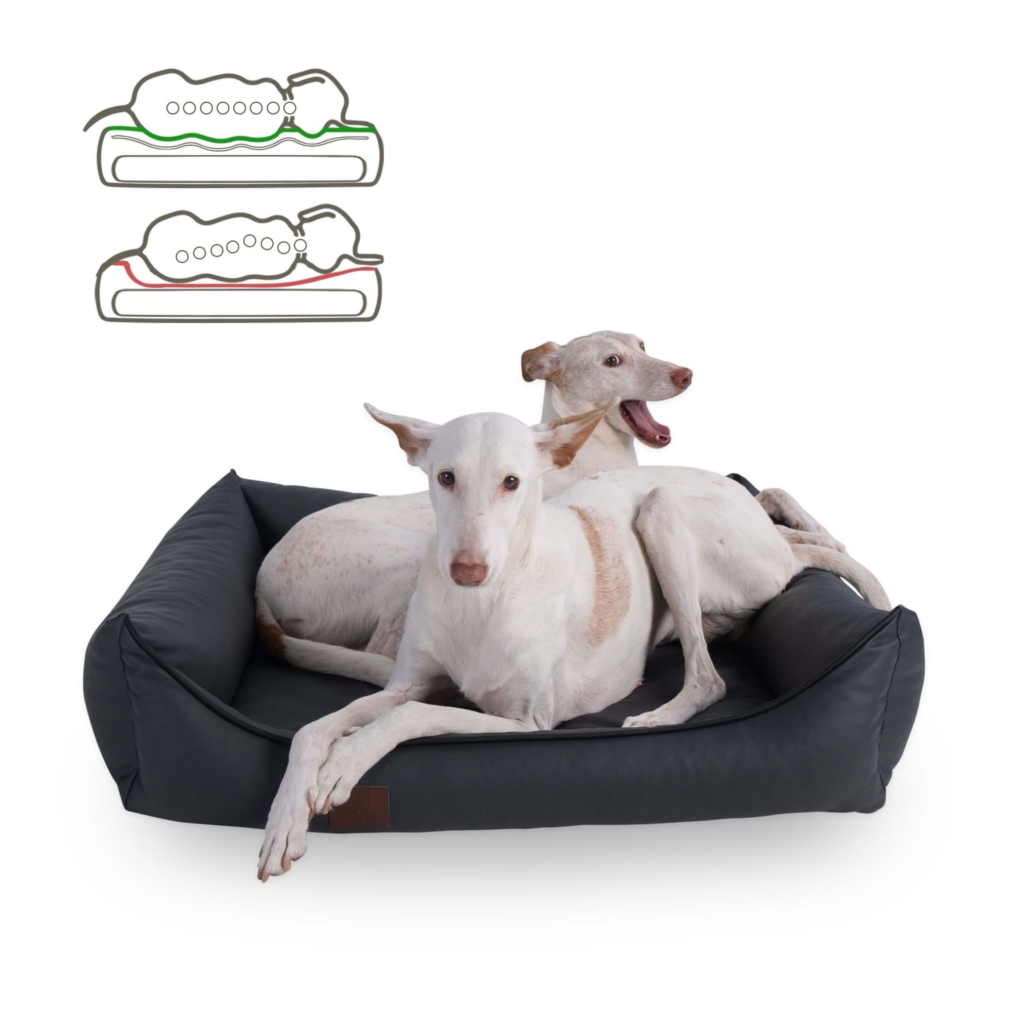 orthopädisches Hundebett "Buddy", Kunstleder, Farbe Grau 70 x 55