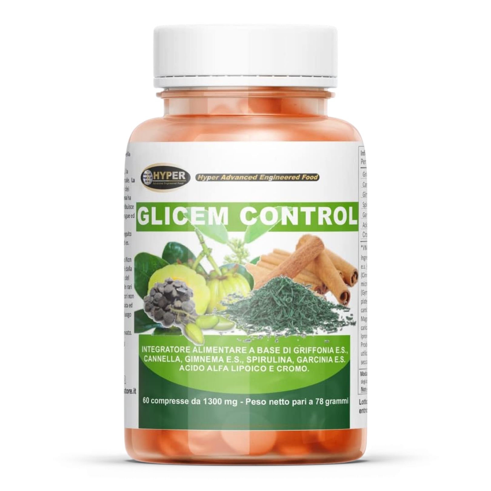 HYPER Glicem Control 60 cpr Integratore Glicemia con Griffonia Cannella Gimnema Garcinia
