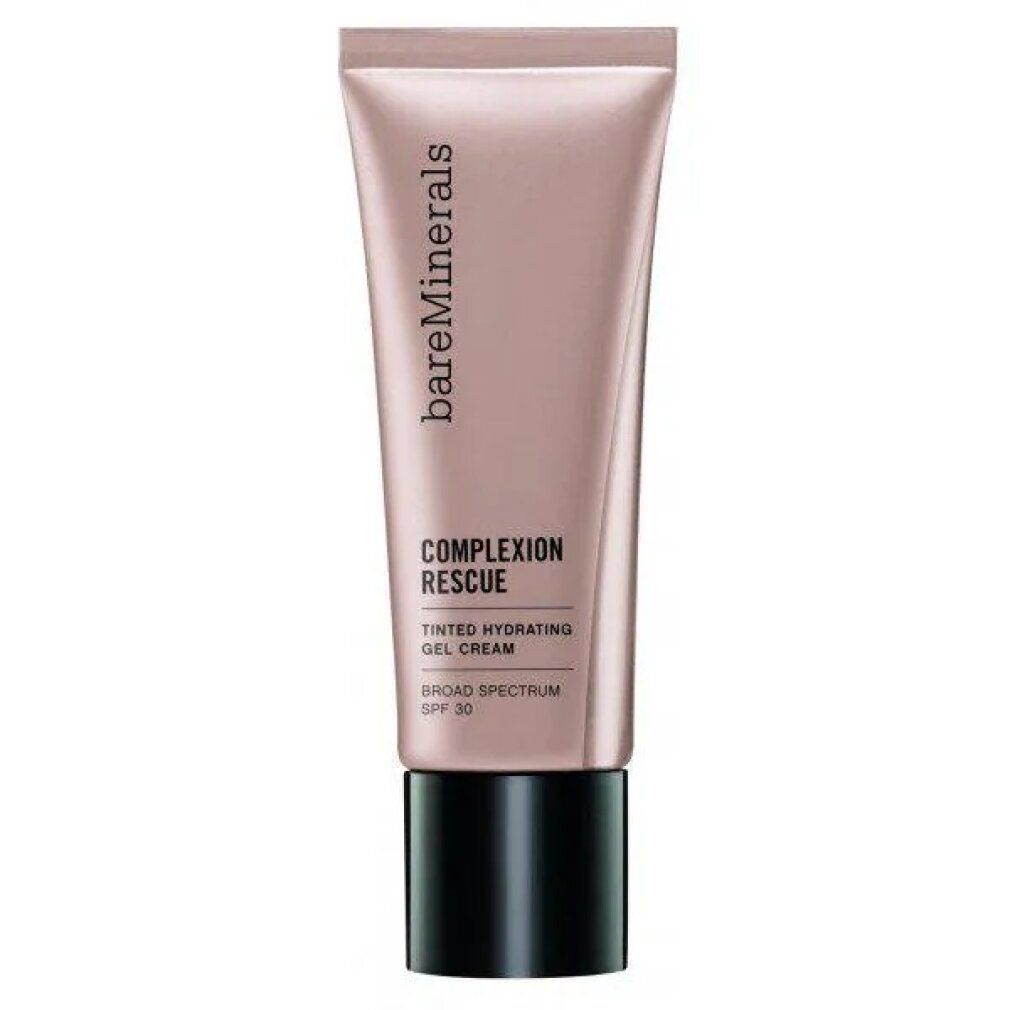Tube getönte Feuchtigkeitscreme. Marke: bareMinerals. Text: COMPLEXION RESCUE, getönte hydratisierende Gelcreme, SPF 30.