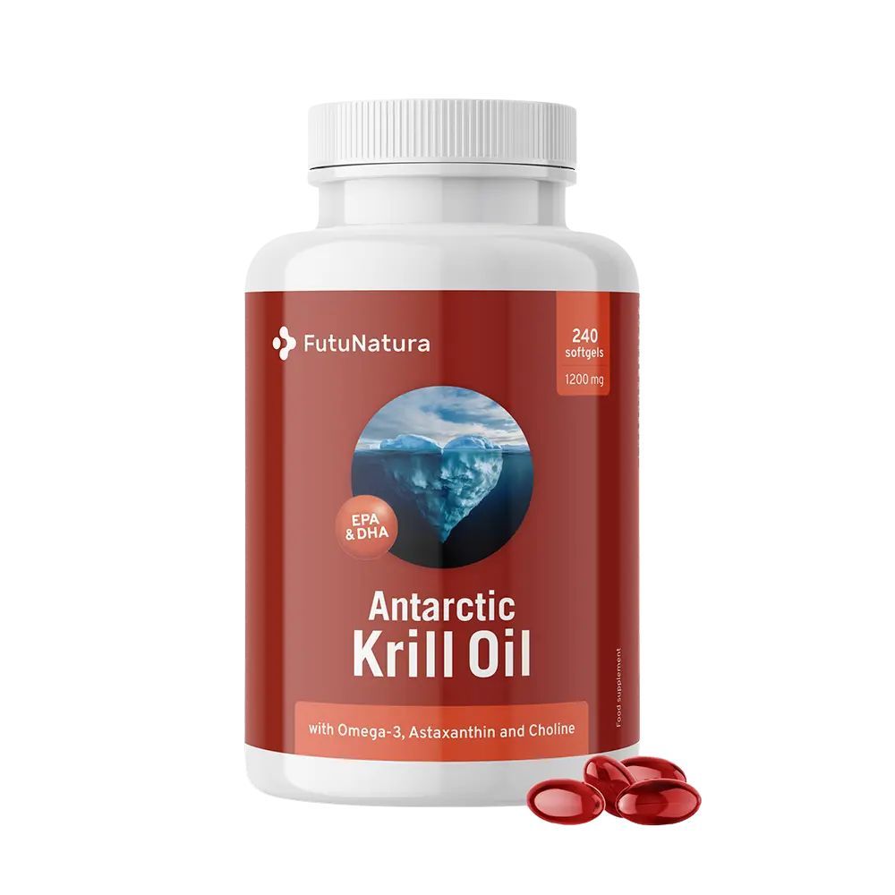 Flasche mit Antarctic Krill Oil, 240 Softgels, 1200 mg.