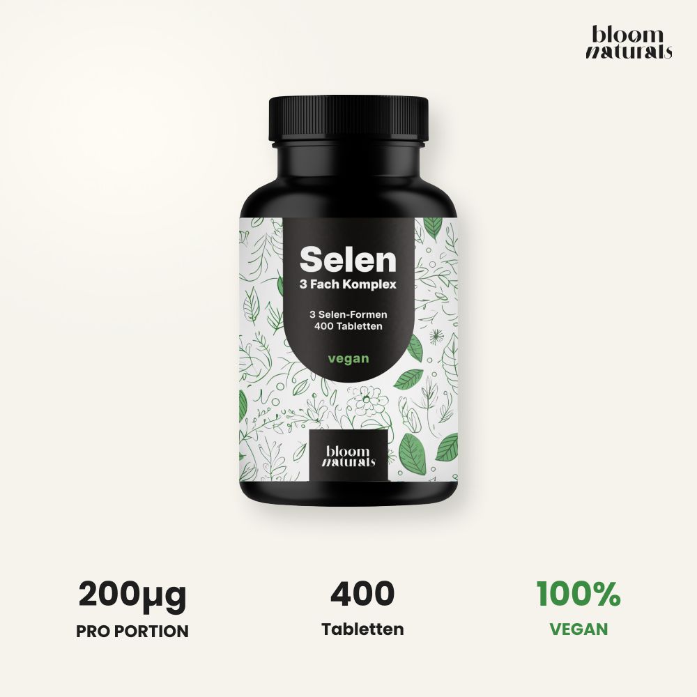 Dose Selen 3 Fach Komplex, 400 Tabletten, 200µg pro Portion, 100% vegan.