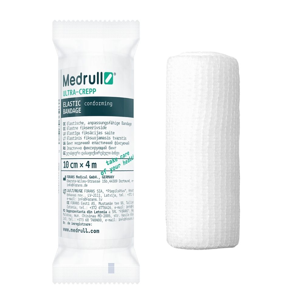 Medrull Ultra-Crepp elastische, anpassungsfähige Bandage / Fixierbinde / Mullbinde 10cm x 4m