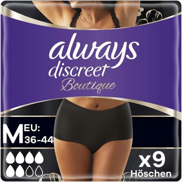 Multipack 2x always Discreet Boutique Inkontinenz Pants Black M 9St 2x9 St