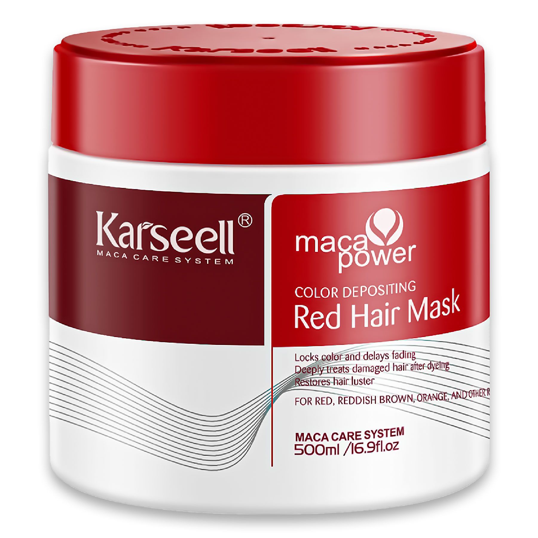 Karseell Haarmaske Rote Farbschutz Farbauffrischung Coloriertes Haar 1x500 ml Haarkur
