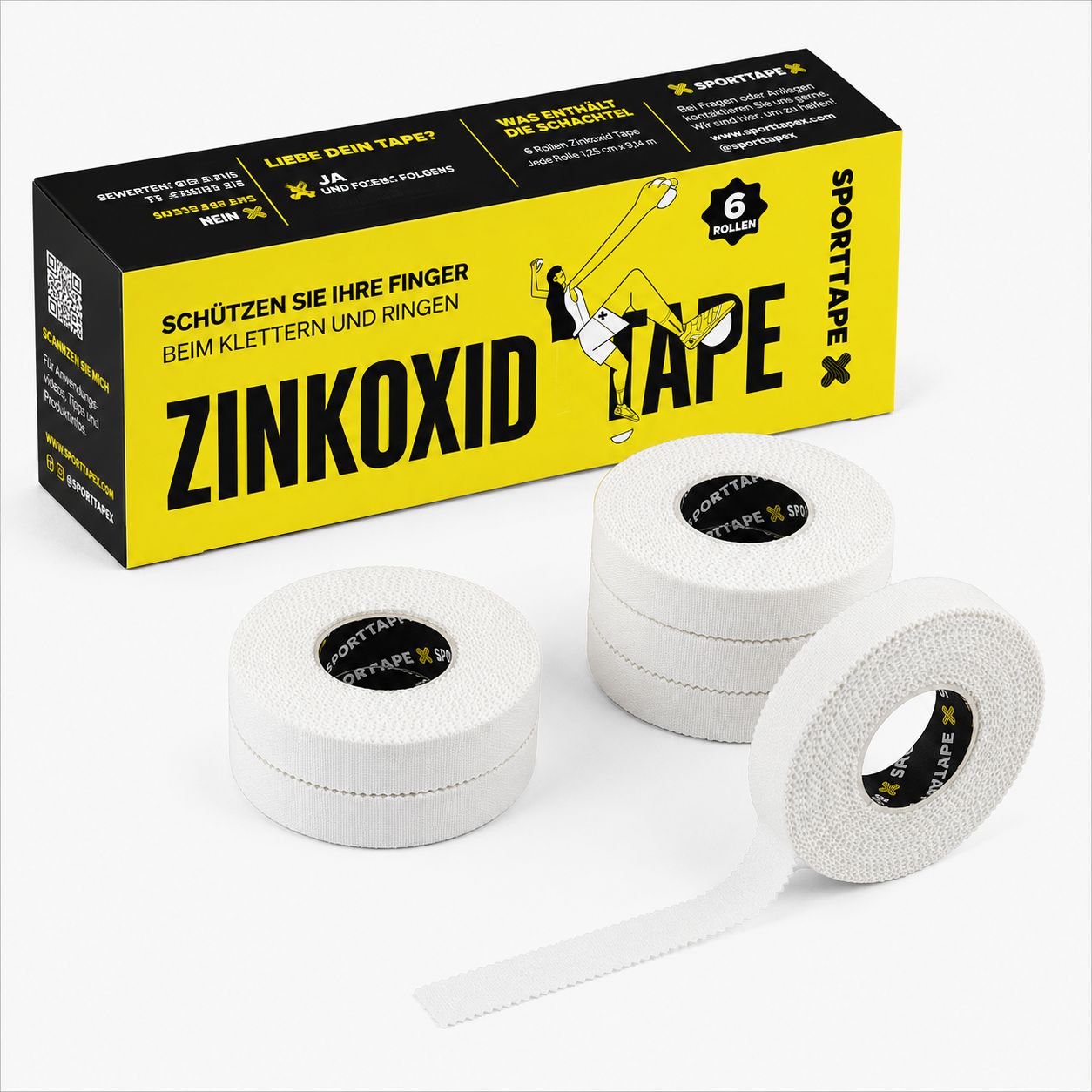 SPORTTAPE Tape da Arrampicata 1,25 cm x 10 m - Bianco