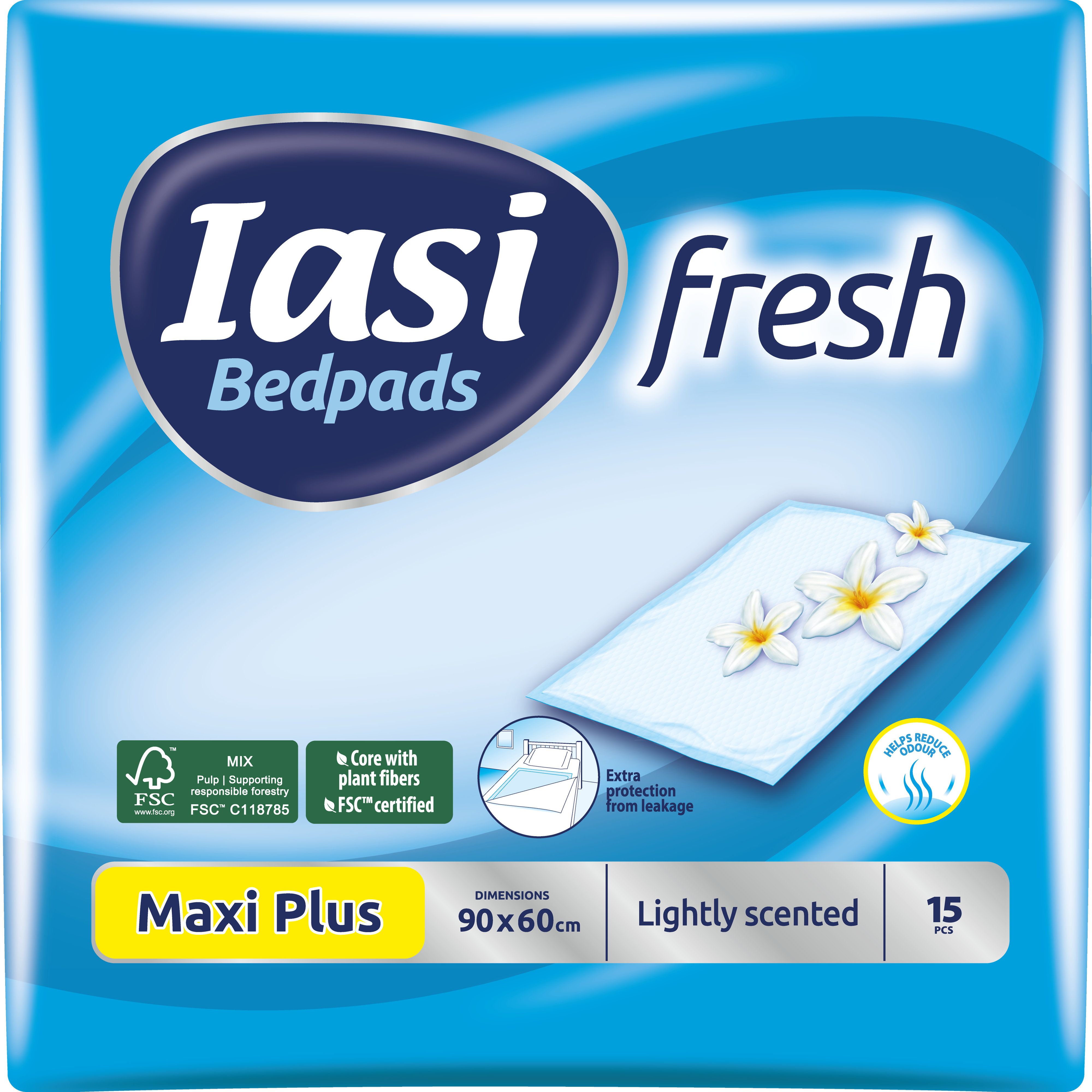 IASI traverse letto 60x90 Fresh, Maxi Plus, con delicata profumazione, 15 Unità