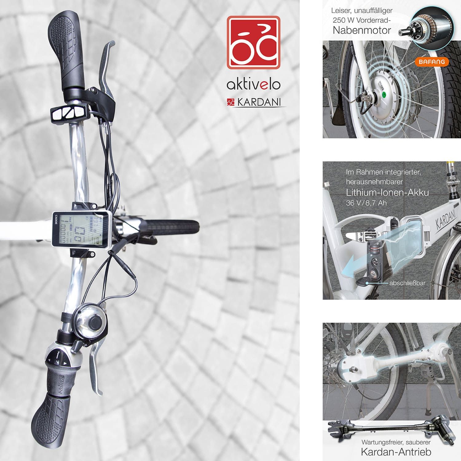 aktivelo Alu-Elektro-Faltrad »Kardani«, 20 Zoll, 7-Gang