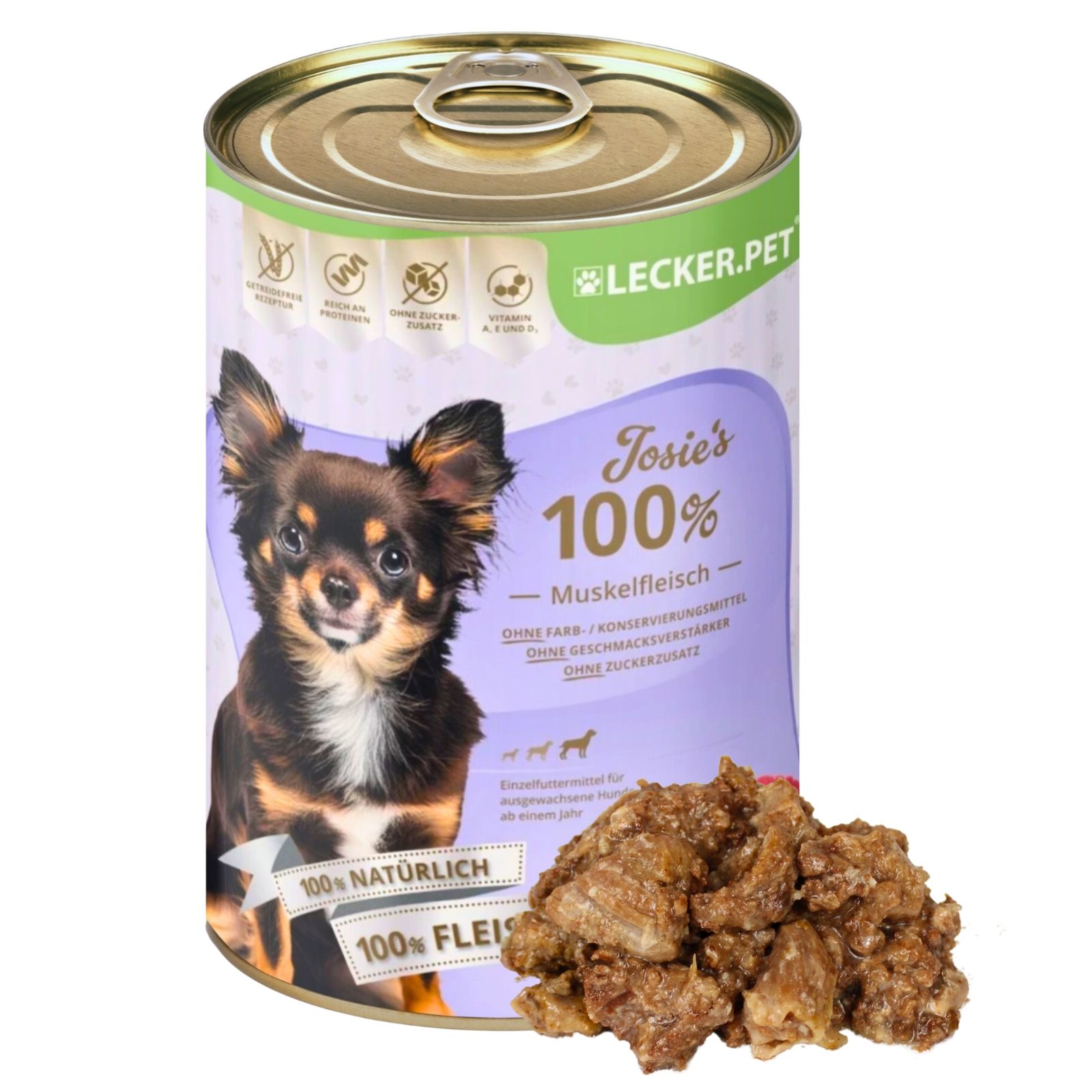 Lecker.Pet® Josie's 100 % Muskelfleisch Rind Hundefutter Nassfutter 2,4 kg Nicht relevant