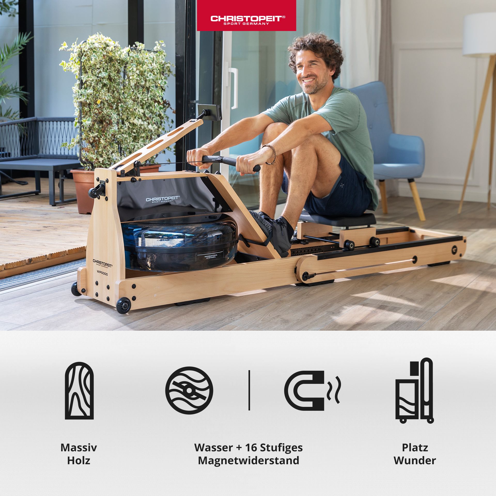 CHRISTOPEIT SPORT Holz - Wasserrudergerät WP 5000