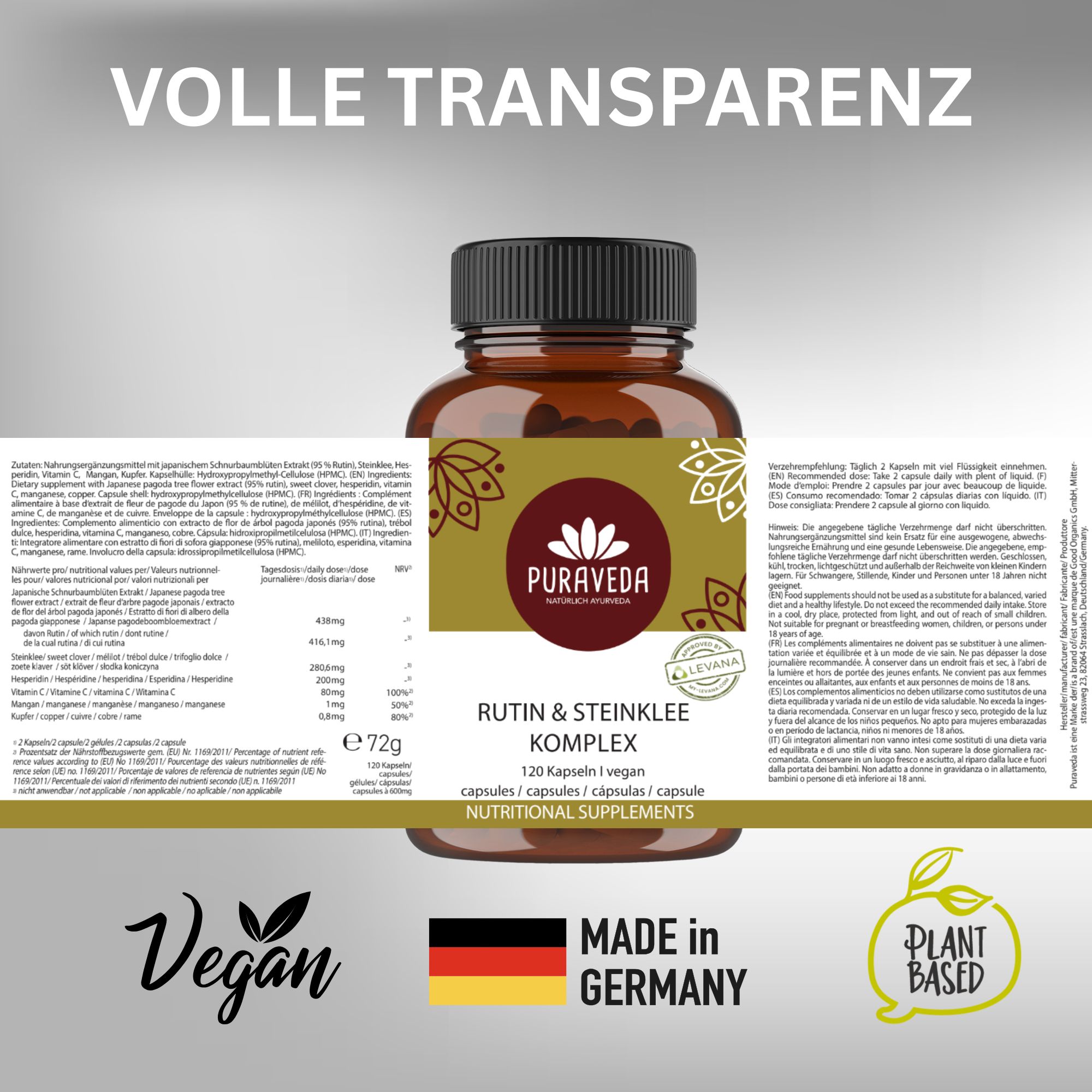 Puraveda Rutin & Steinklee Komplex Kapseln
