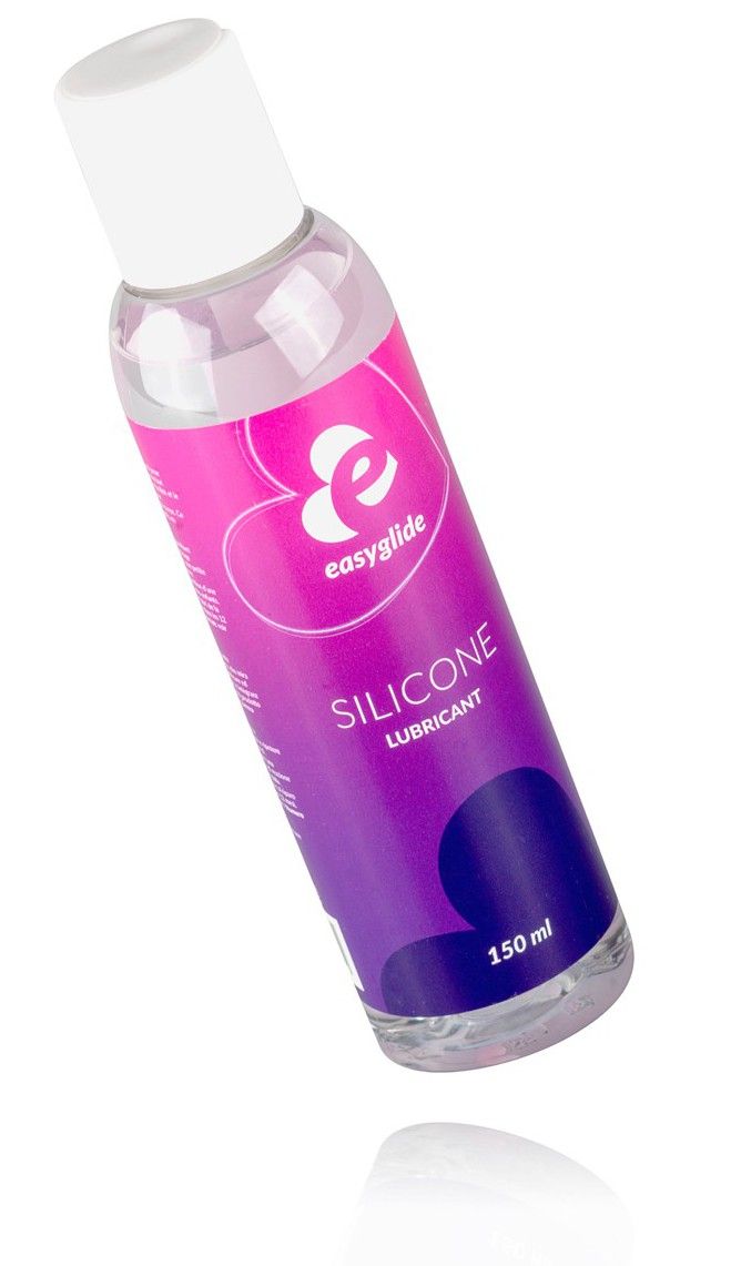Schräg gestellte transparente Flasche mit weißem Deckel. Etikett mit Logo und Schriftzug SILICONE LUBRICANT. Volumenangabe 150ml.