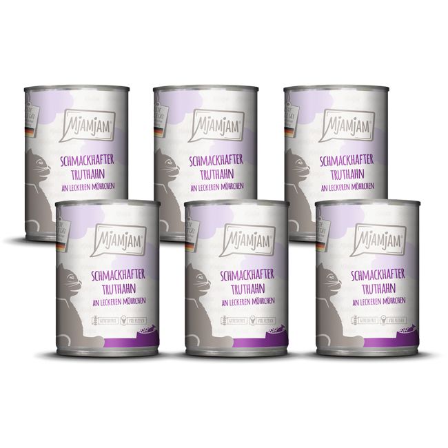 MjAMjAM - schmackhafter Truthahn an leckeren Möhrchen 6x400 g Futter