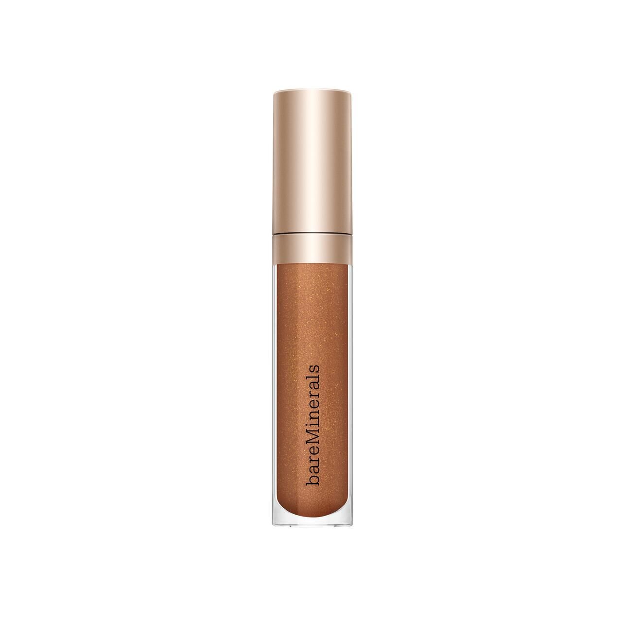 Lipgloss-Fläschchen mit goldfarbenem Deckel und Schriftzug bareMinerals.