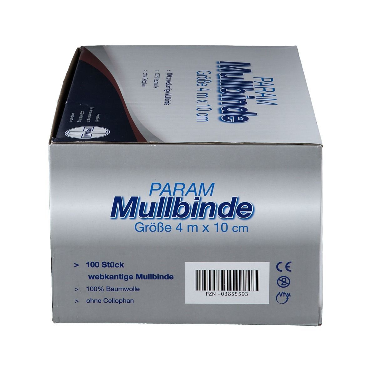 PARAM Mullbinden ohne Cellophan 4 m x 10 cm