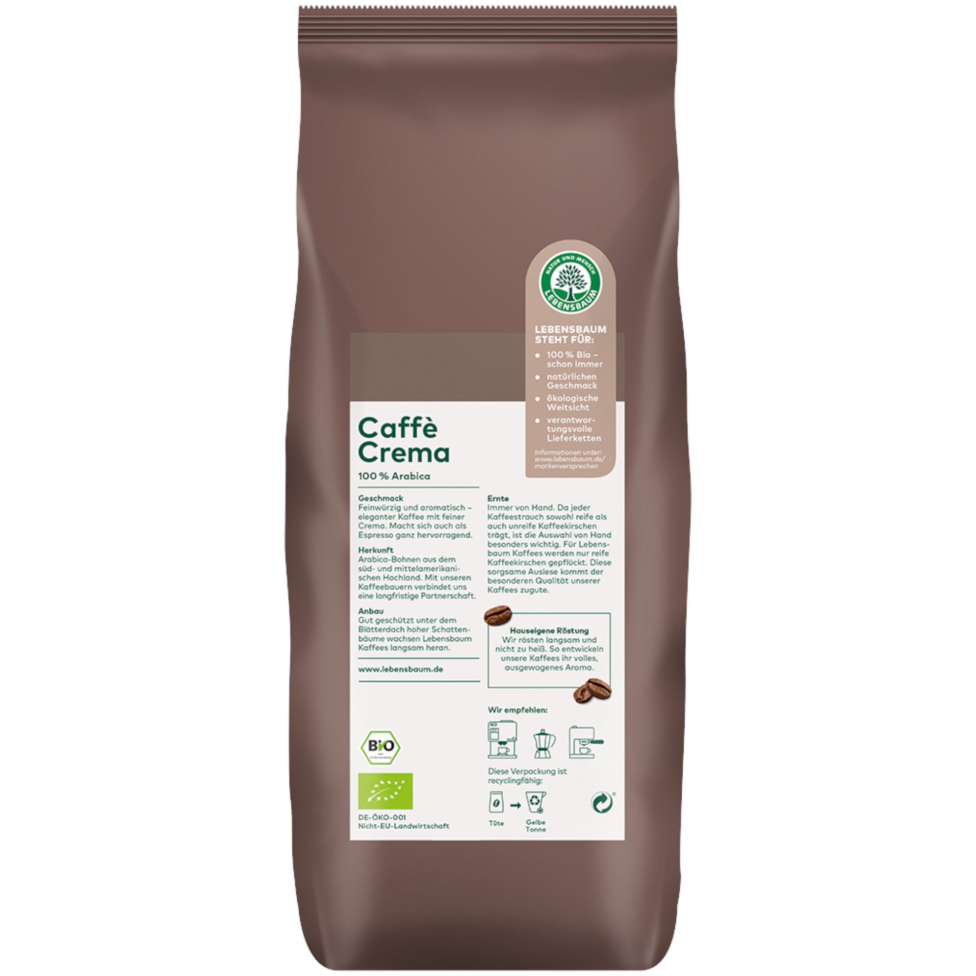 Bio Solea Kaffee Crema ganze Bohne