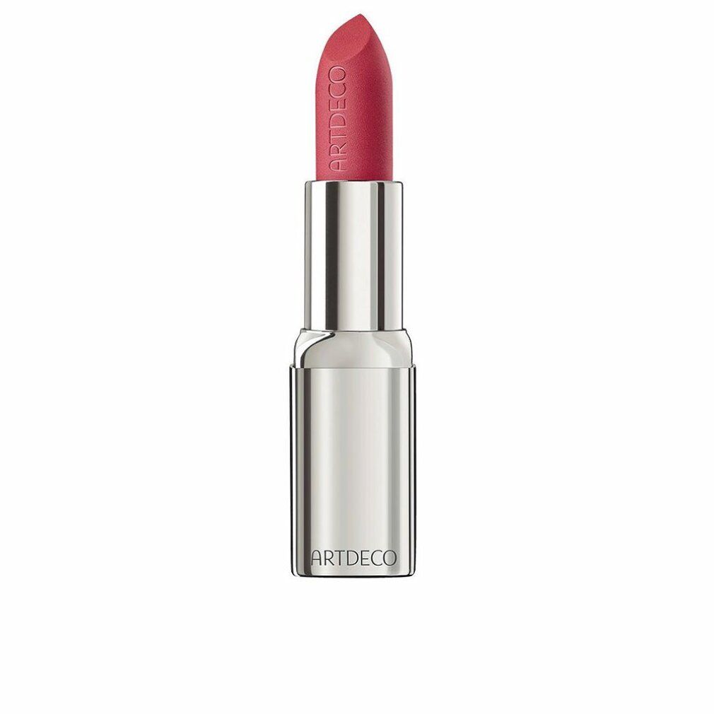 Lippenstift mit silberfarbener Hülse. Der Lippenstift ist rot. Der Markenname ARTDECO ist auf der Hülse aufgedruckt.