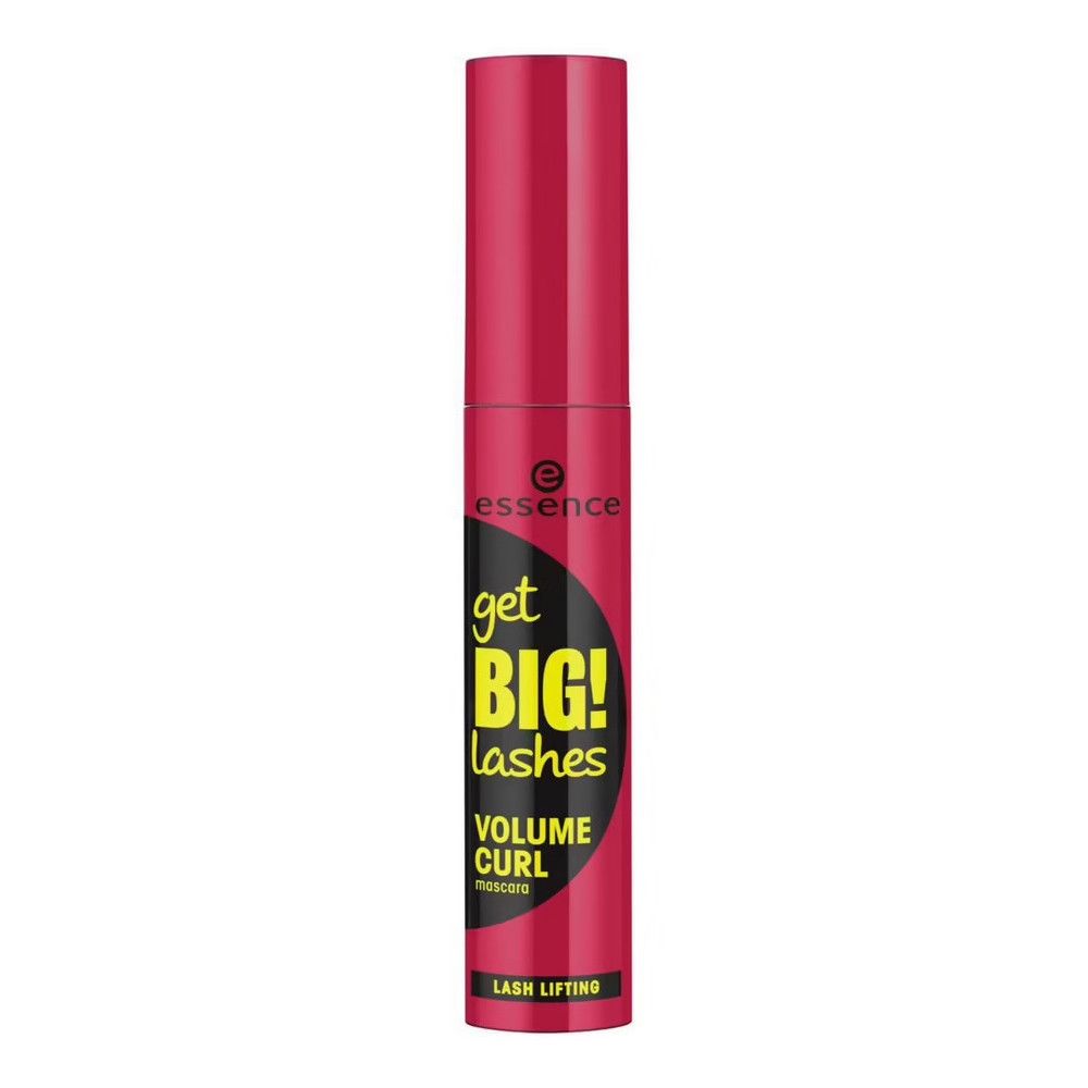 Rote Mascaratube mit schwarzer Schrift: get BIG! lashes VOLUME CURL. Marke: essence.