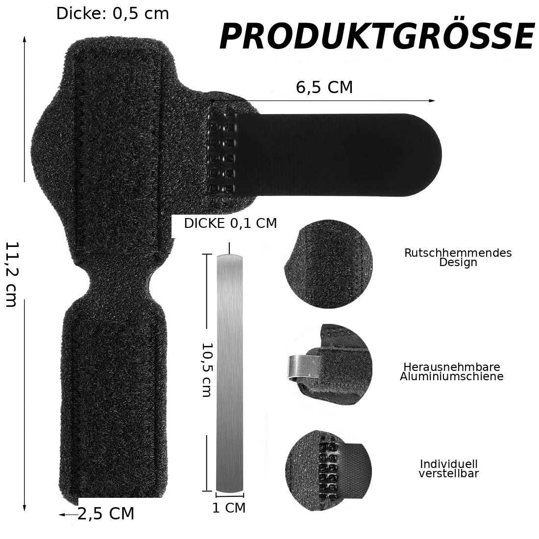 Zehenschiene verstellbar mit Aluminiumstütze, atmungsaktiv & rutschfest, für Alltag & Schuhe