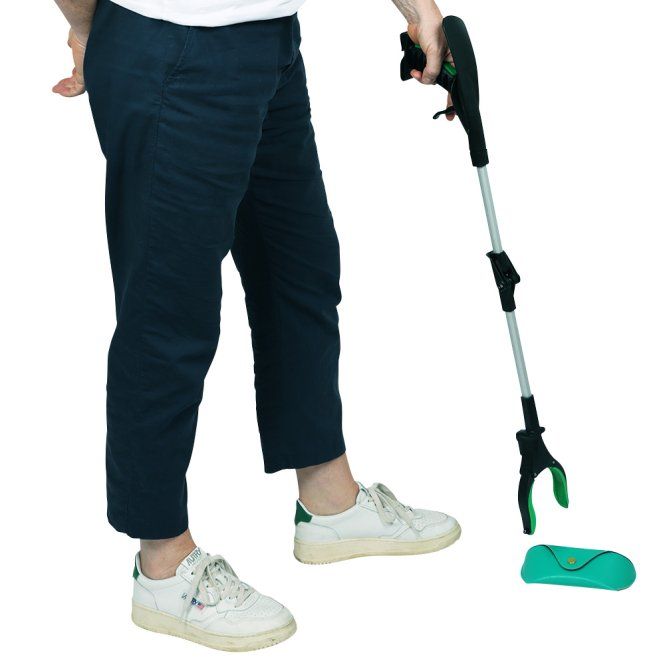 SANIQUE Greifzange 4-in-1 – Greifhilfe mit LED, Magnet & Schuhlöffel, 82 cm
