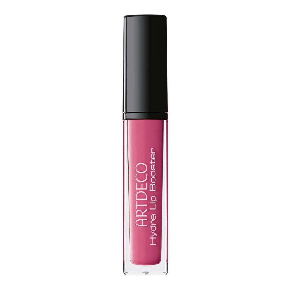 Artdeco Hydra Lip Booster in Rosa. Schwarzer Deckel. Transparente Tube mit rosa Flüssigkeit. Produktname sichtbar.