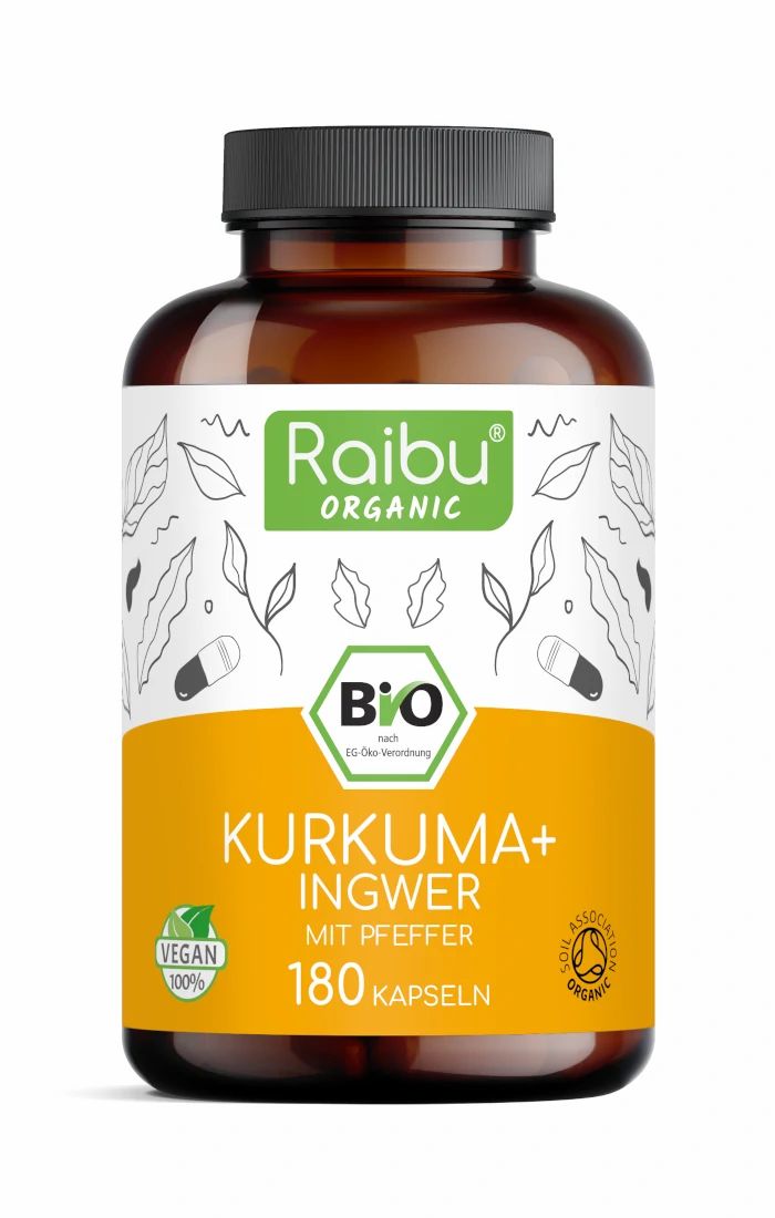 BIO Kurkuma + Ingwer Kapseln Hochdosiert - RAIBU