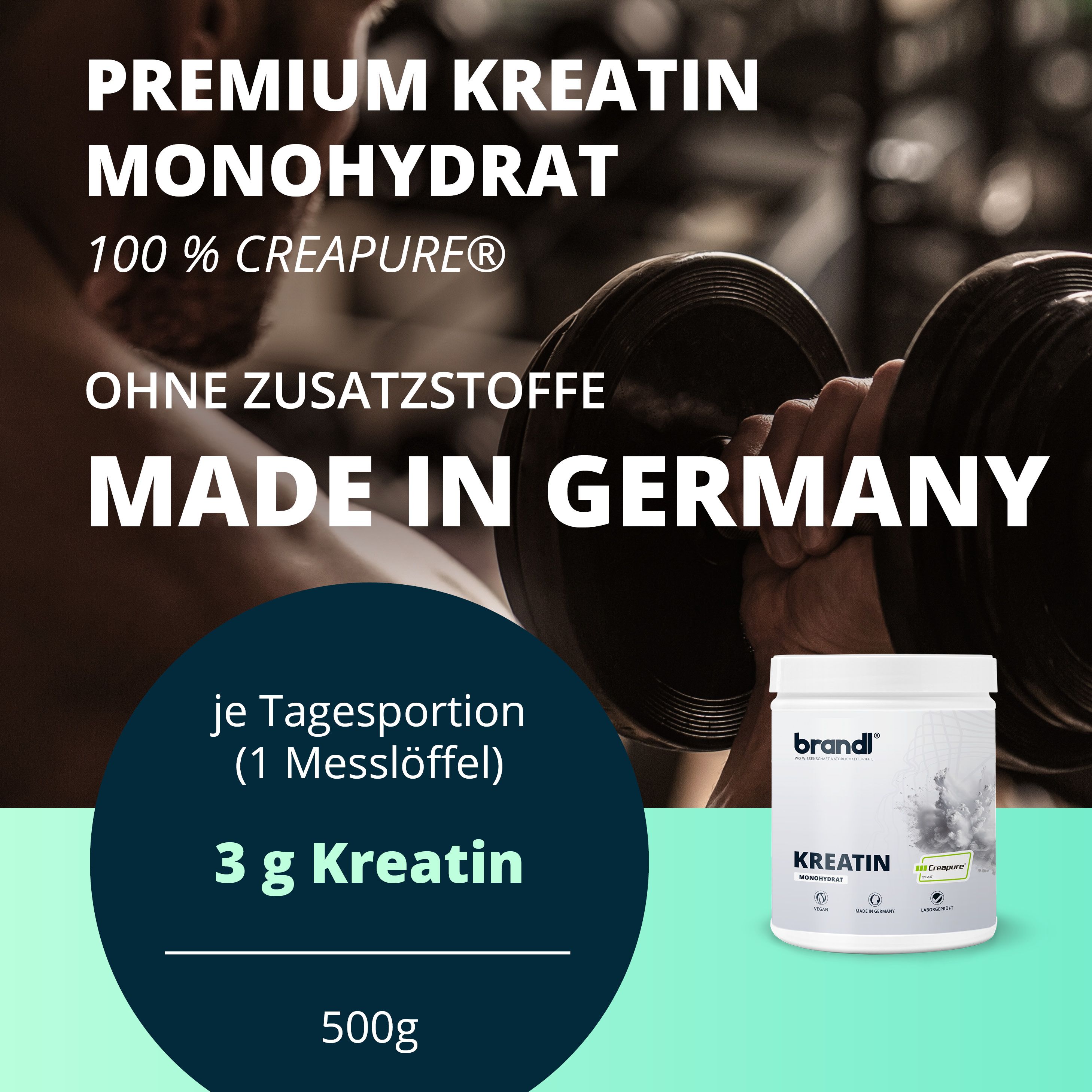 brandl®  Kreatin CREAPURE Creatin Monohydrat Pulver |  Made in Germany