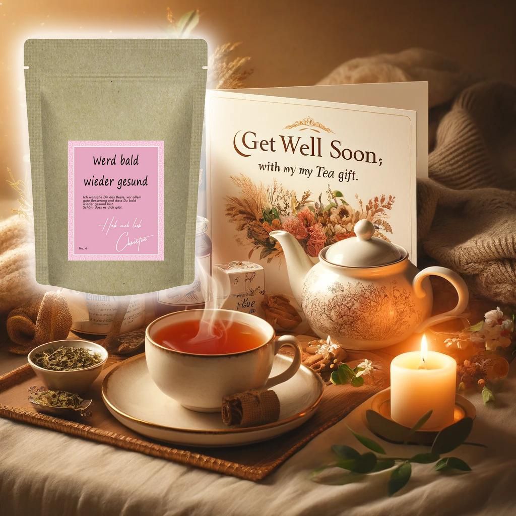 Quertee "Werd bald gesund" - Teegeschenk