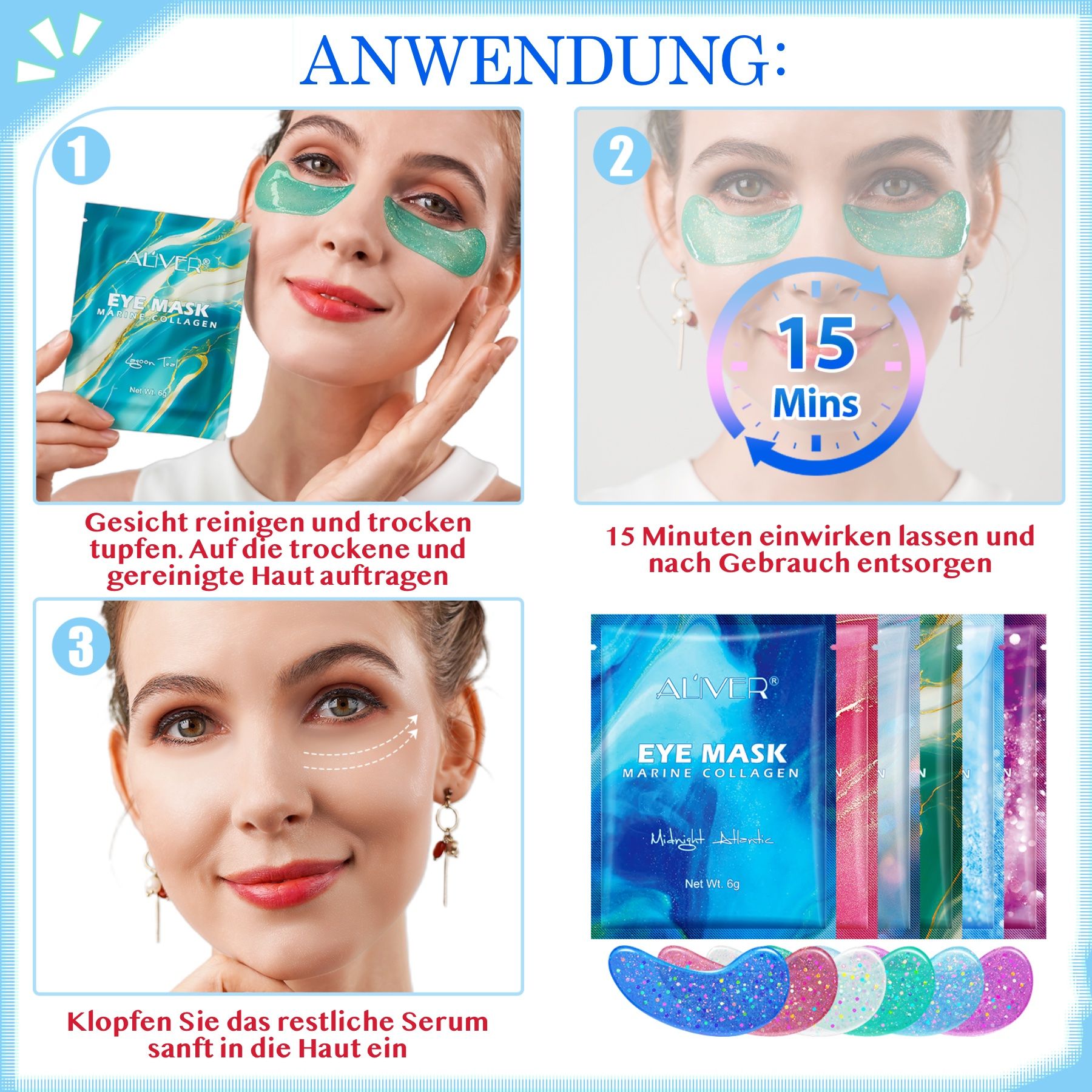 ALIVER Augenpads Anti Aging mit Hyaluronsäure