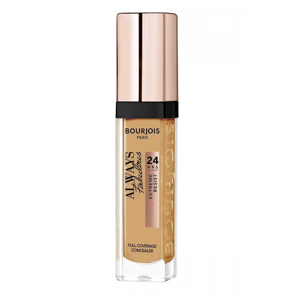 Concealer. Transparante behuizing, roségouden dop. Opschrift: Always Fabulous, 24 hrs Extreme Resist, Full Coverage Concealer.