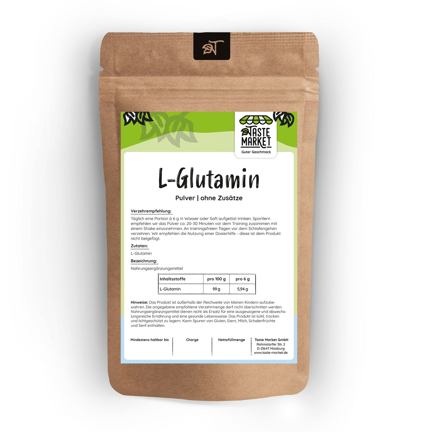 Taste Market L-Glutamin 0,1 kg Pulver