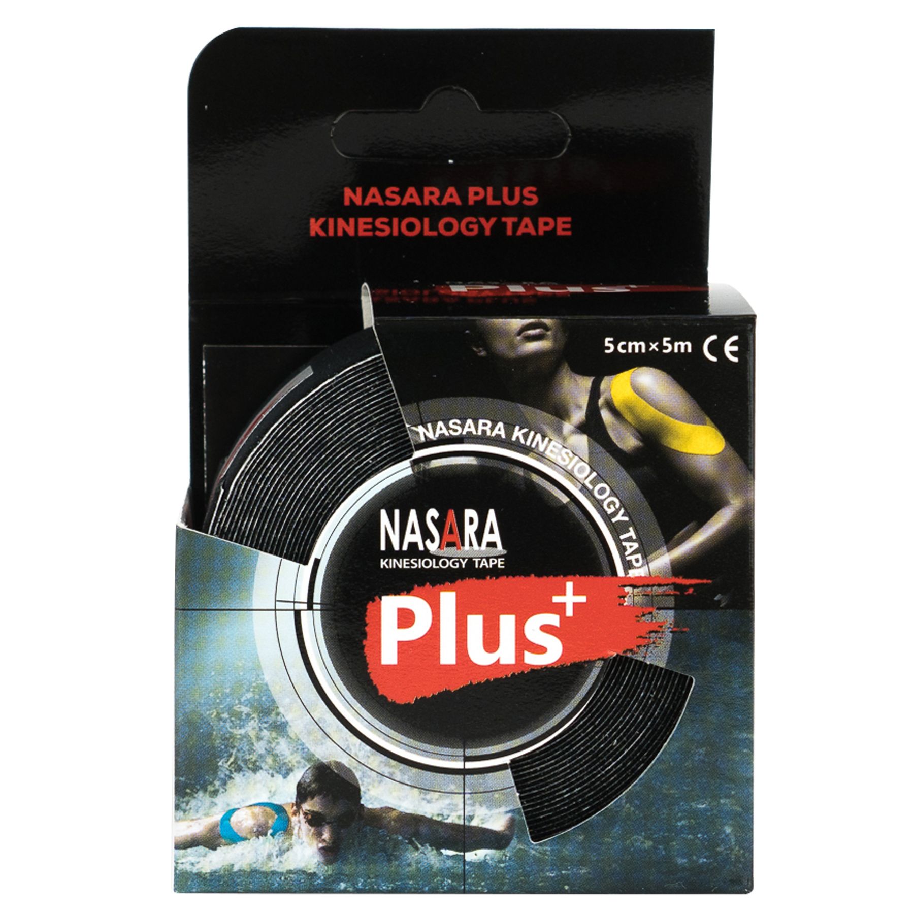 Nasara Plus Kinesiologie Tape 5 cmx5 m schwarz 1 St Bandage(s)