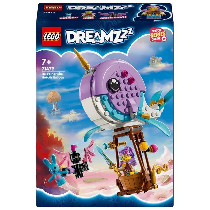 LEGO DREAMZzz 71472 La Mongolfiera-Narvalo di Izzie, Animali Marini Giocattolo e Balena Trasformabi