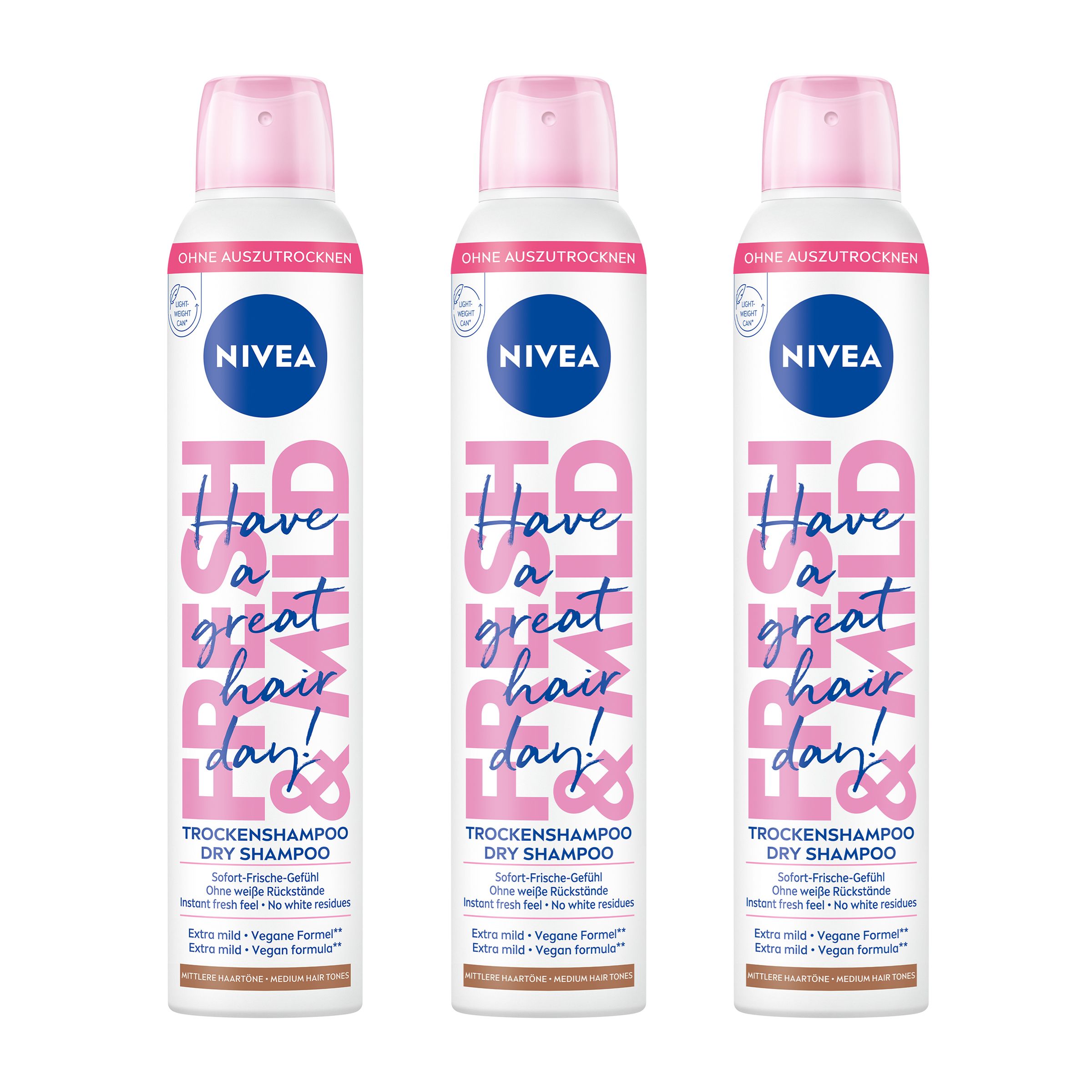 NIVEA Trockenshampoo Fresh & Mild Mittlere Haartöne Triple-Pack