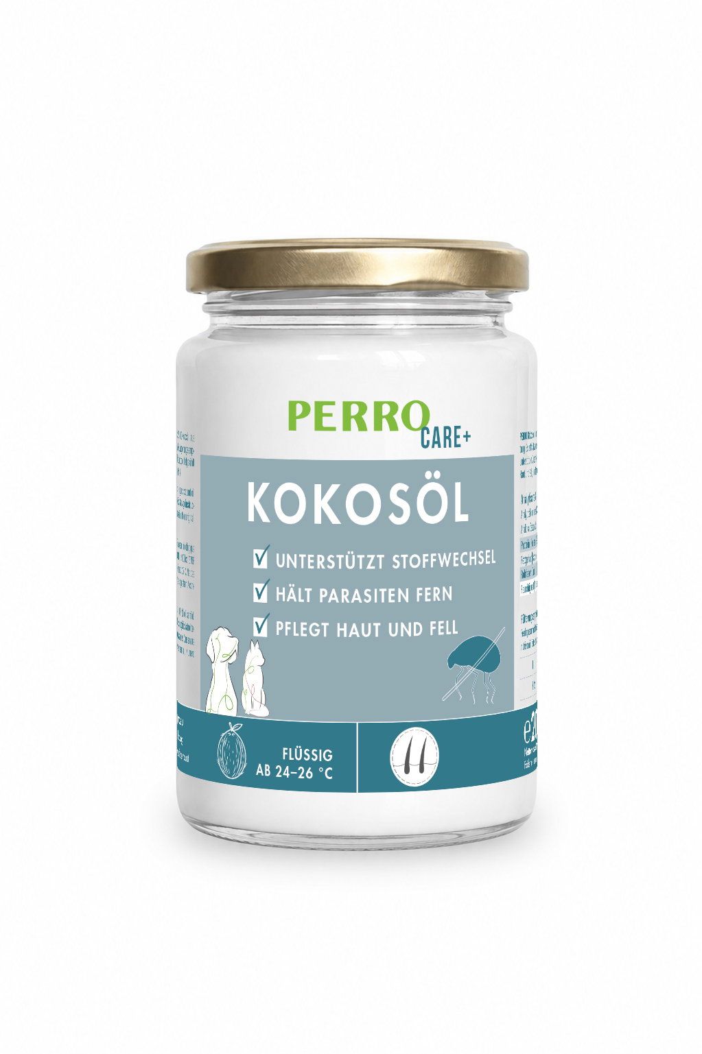 Perro Care Bio-Kokosöl – kaltgepresstes Öl mit Laurinsäure für Hunde & Katzen 200 ml Futter
