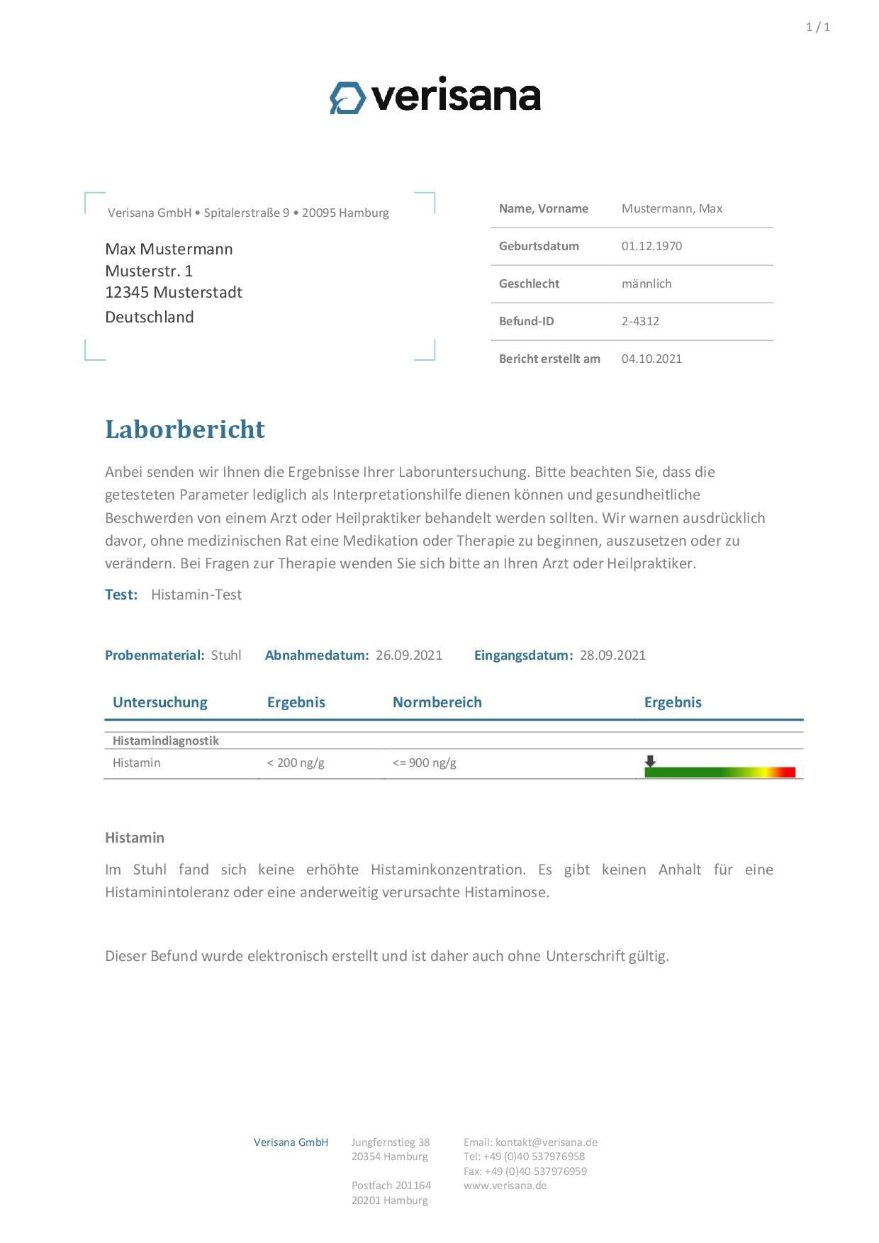 Verisana Histamin Stuhltest