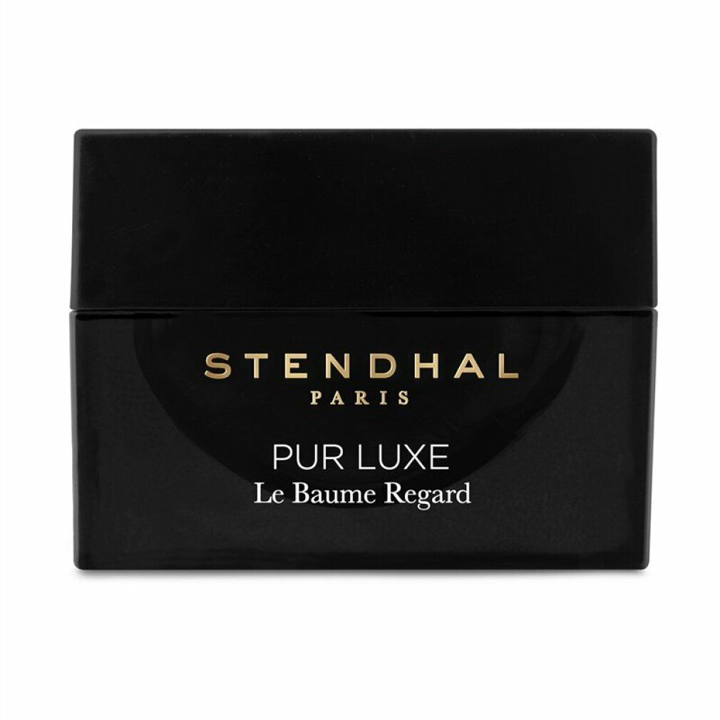 Schwarzer Tiegel mit goldener Schrift: STENDHAL PARIS PUR LUXE Le Baume Regard.