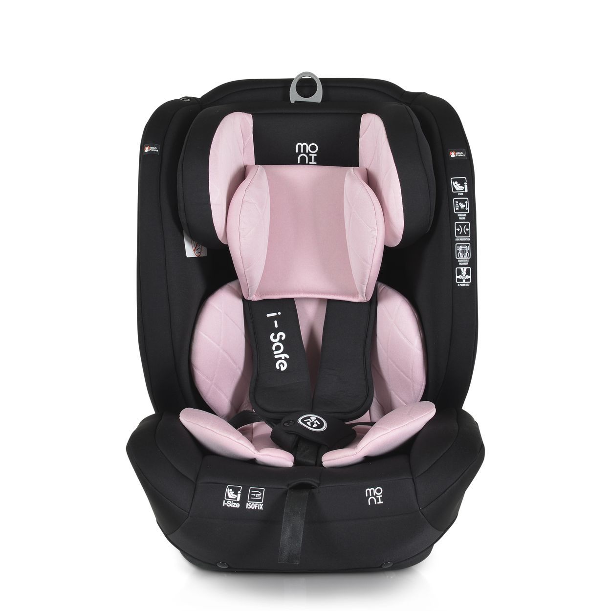 Kindersitz-Zubehör: Kopfstütze und Seitenpolster in Rosa.