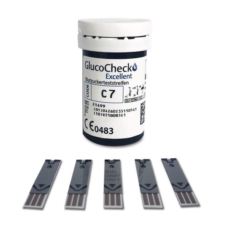 GlucoCheck Excellent Blutzuckerteststreifen, 25 Stück