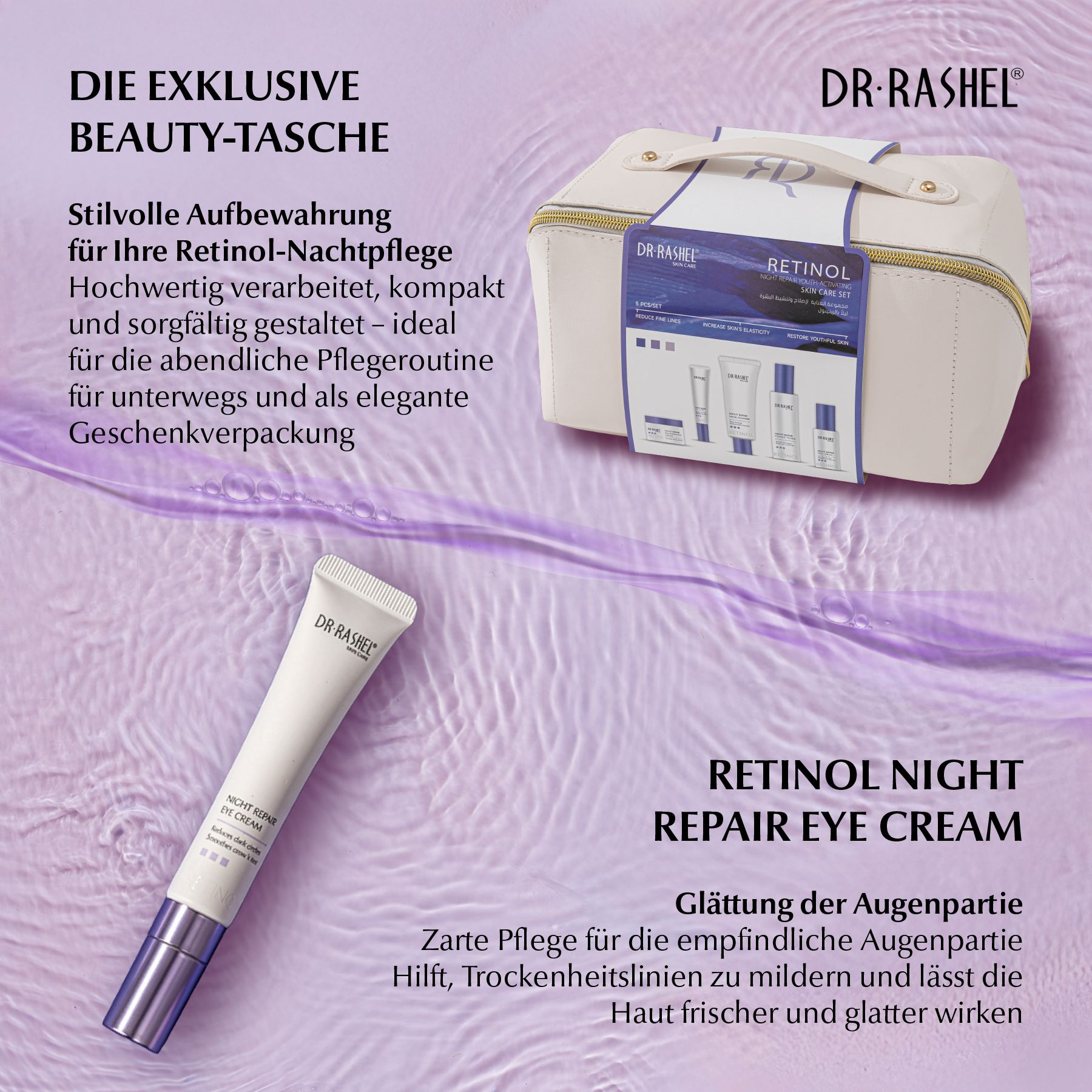 DR RASHEL Gesichtspflege-Set Retinol Anti-Aging Augenserum Cream Cleanser Toner