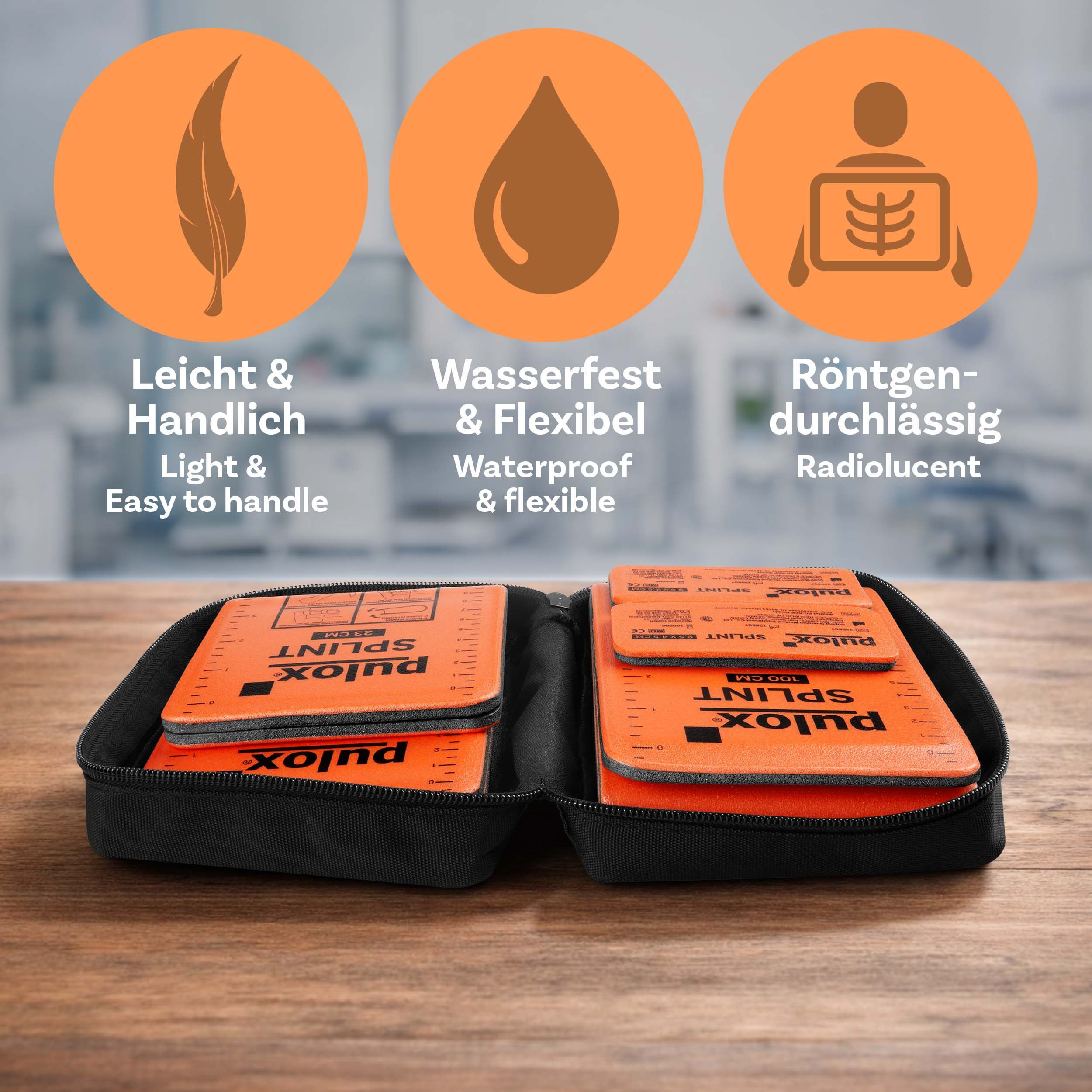 Pulox Splint Set - 5 Erste-Hilfe-Schienen zur Immobilisation