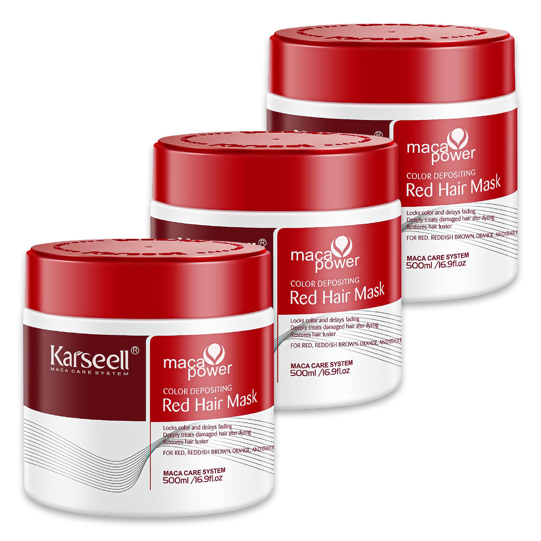 Karseell Haarmaske Rote Farbschutz Farbauffrischung Coloriertes Haar 3x500 ml Haarkur