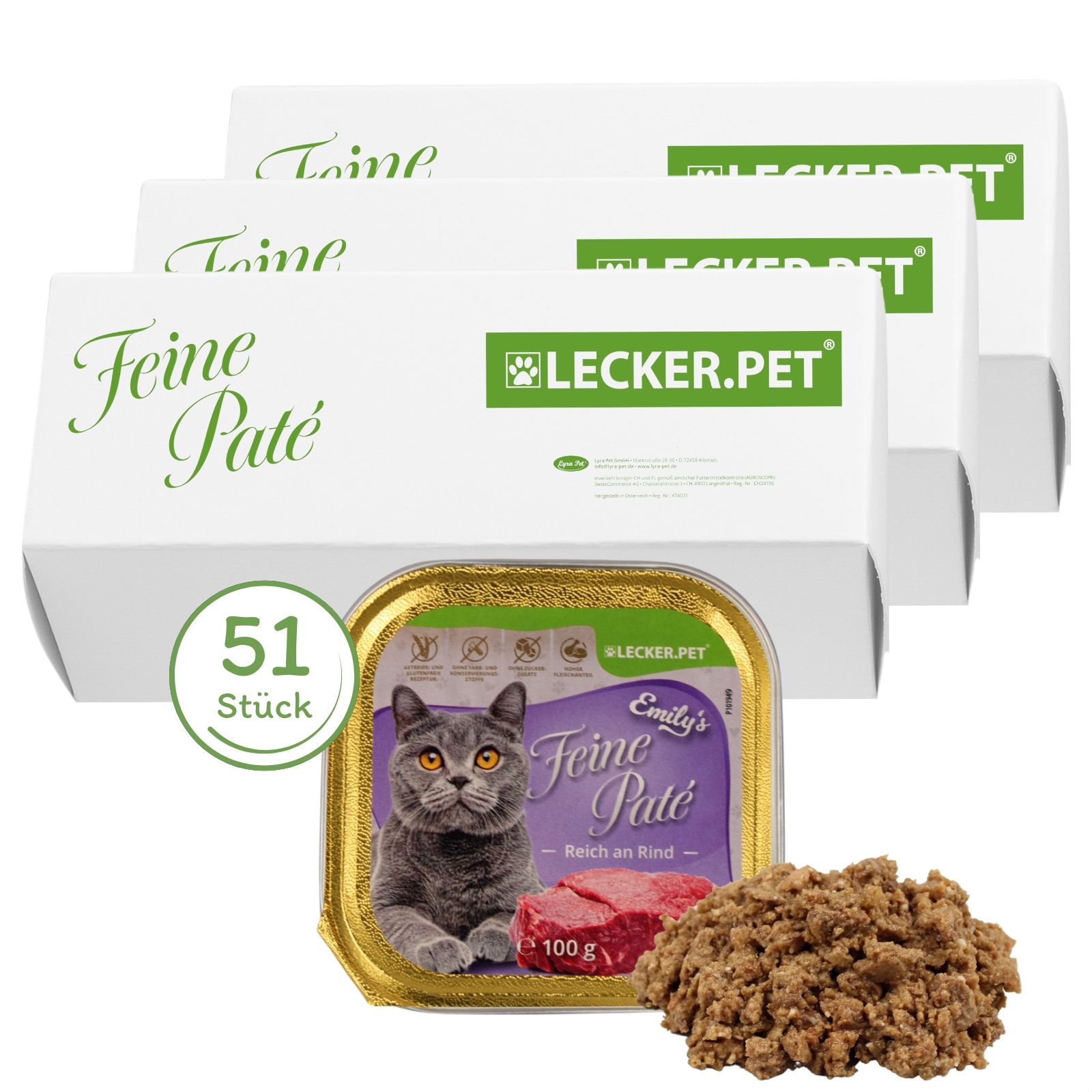 Lecker.Pet® Emily's Feine Paté Reich an Rind Katzenfutter Nassfutter Vollnahrung 5,1 kg Nicht relevant