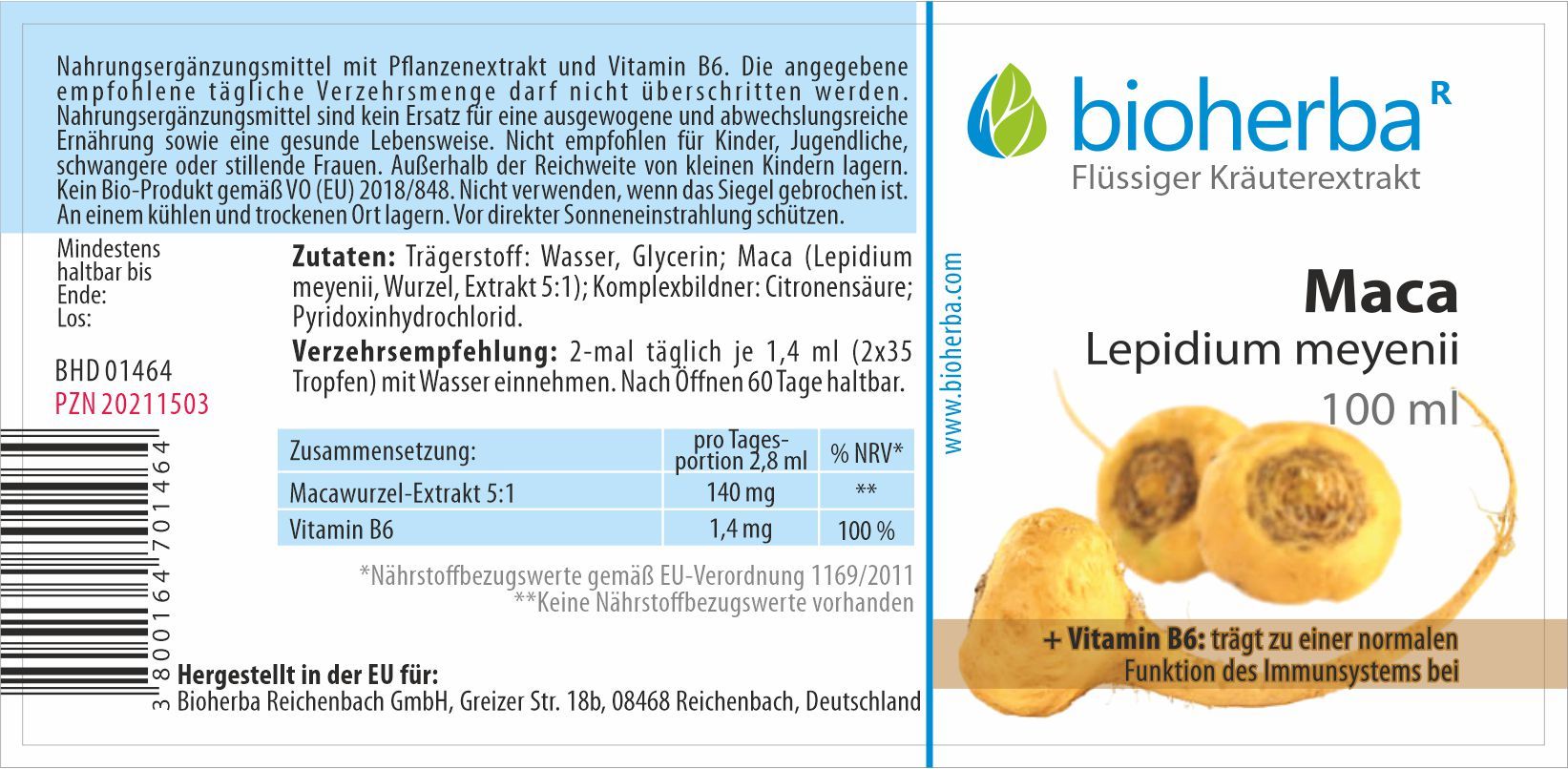 Bioherba Maca Lepidium meyenii Tropfen Tinktur